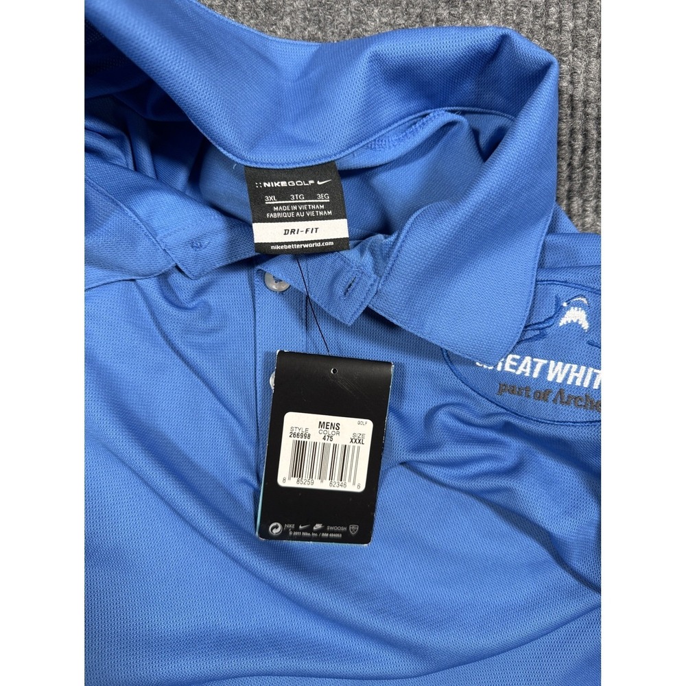 Nike Golf Mens 3XL Blue Dri-FIT Short Sleeve Polo Shirt Great White 266998 NEW - Picture 7 of 9